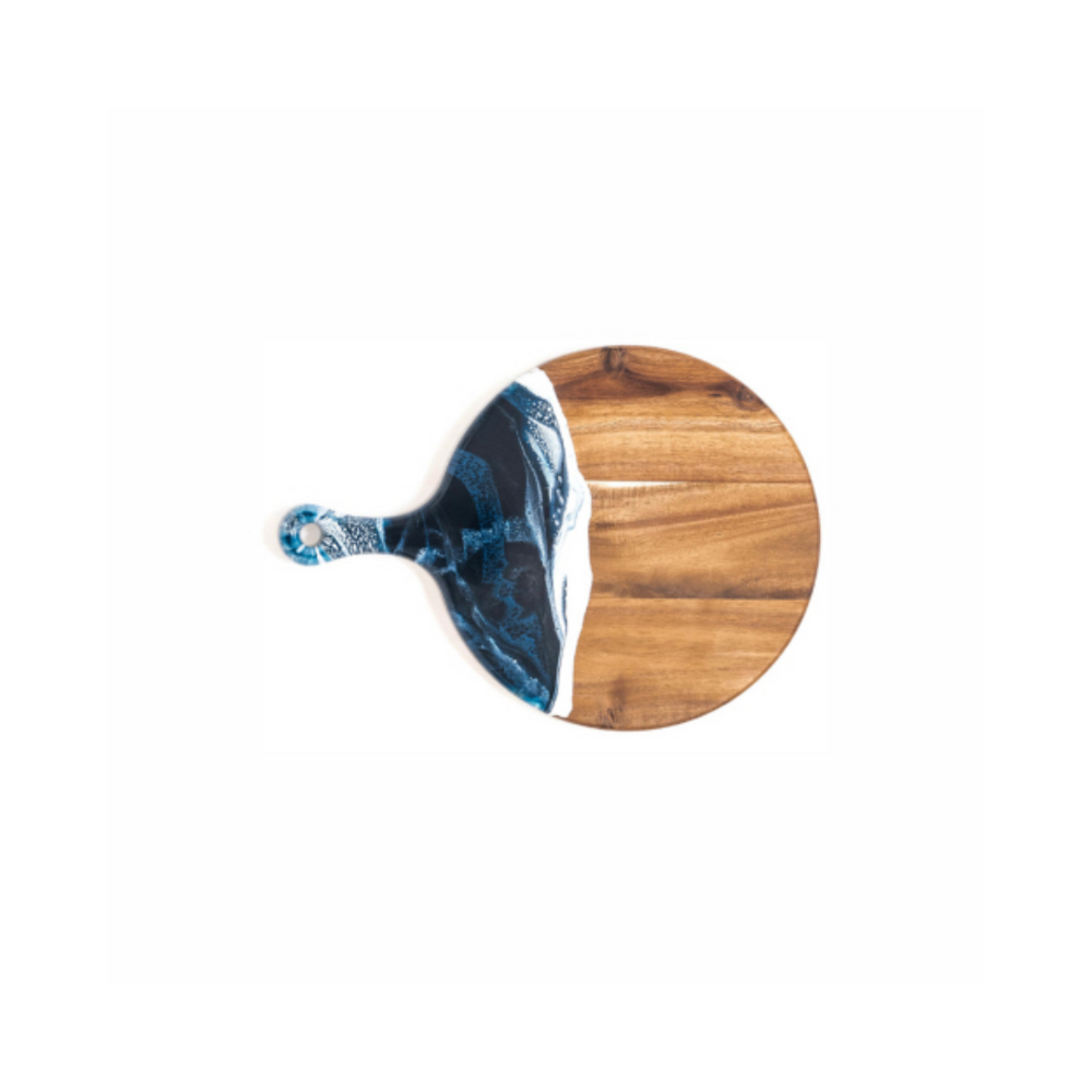 Lynn & Liana Navy Metallic-Acacia Cheese Paddle