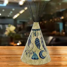 Indigenous Teepee Lamp Large - Blue Accent Dream Catcher