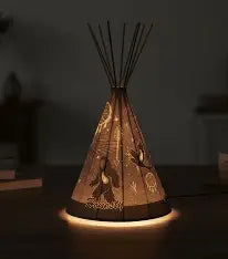 Indigenous Teepee Lamp Large -Raven & Sasquatch