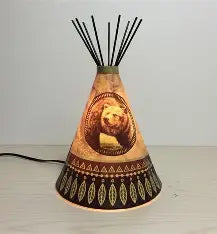 Indigenous Teepee Lamp Large - Traditional Bear
