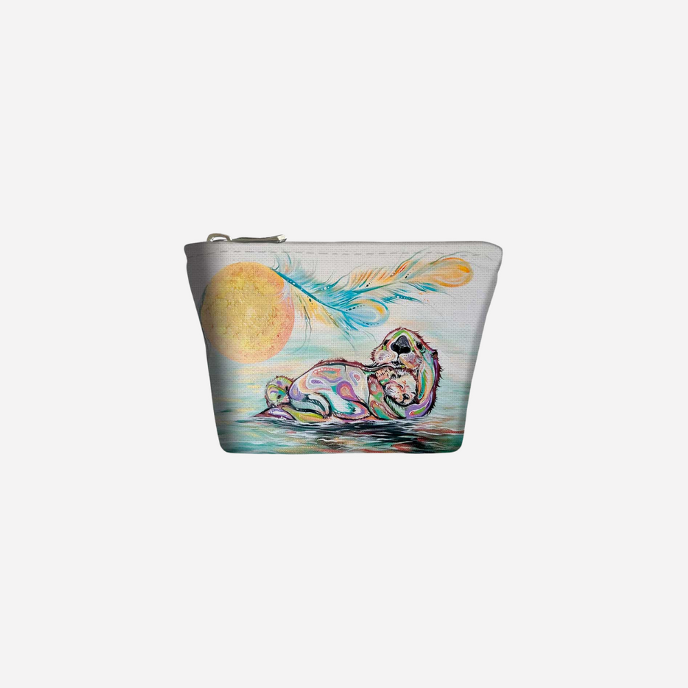 Indigenous Art Canvas Coin Purse - Otter Family