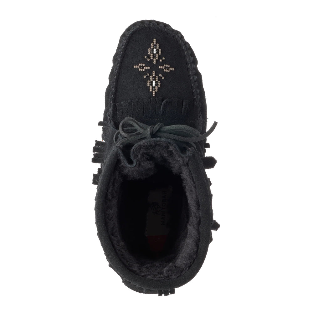 Manitobah Harvester Lined Moccasin New Black