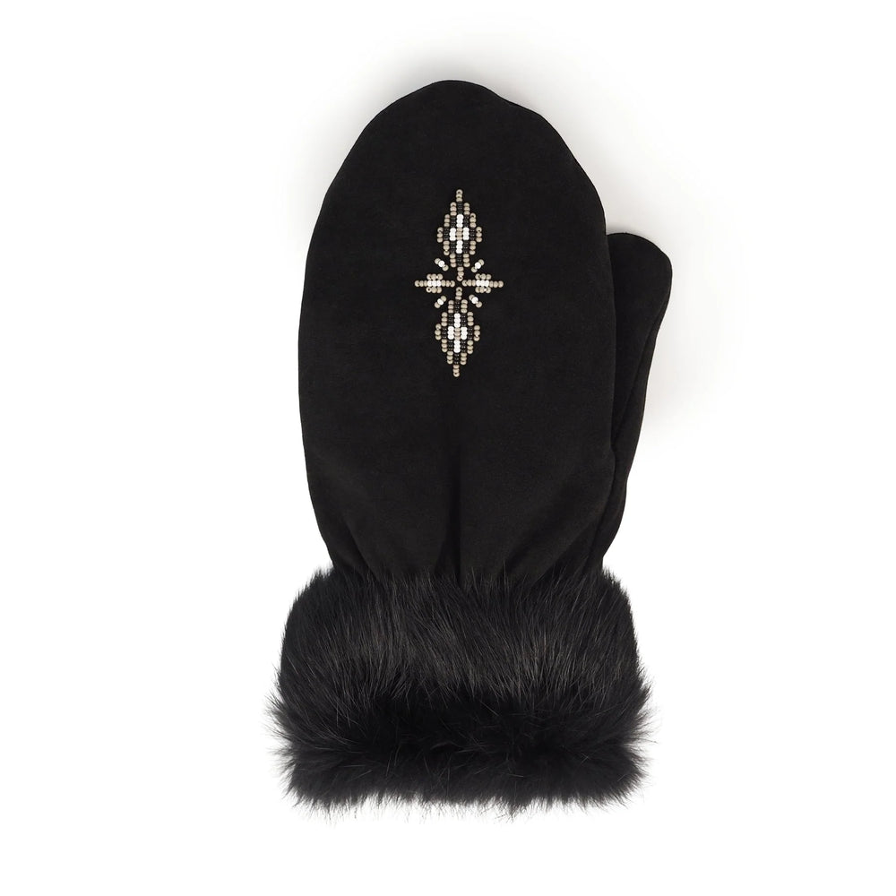 Manitobah Fur Trim Mitt New Black