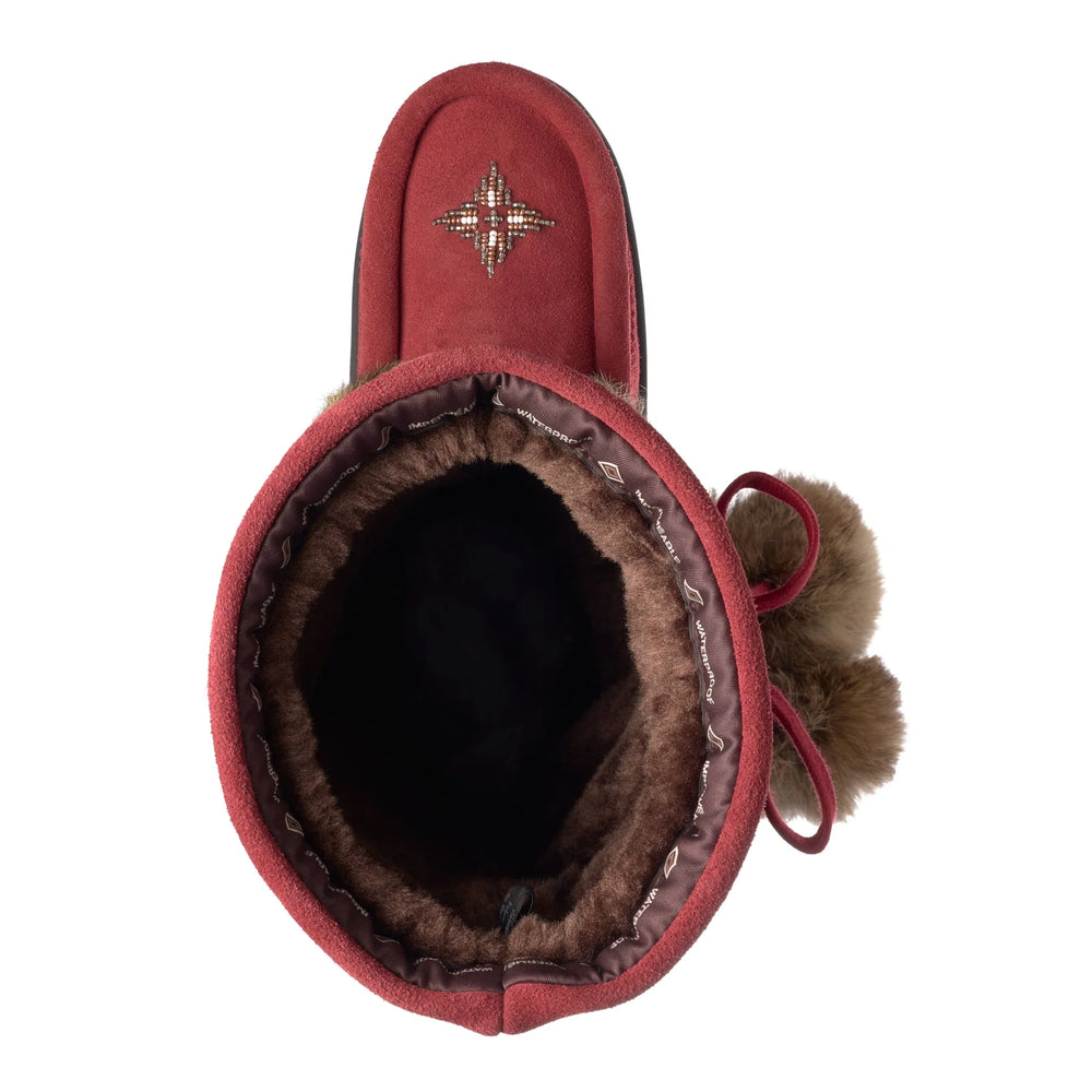 Manitobah Waterproof Snowy Owl Red Dahlia