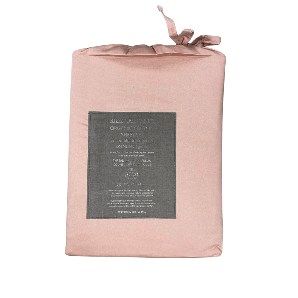 500TC 100% Cotton Queen Sheets- Peachy Pink