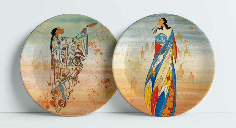 Indigenous Art Plate set of 2 / Not Forgotten & Ancient Message