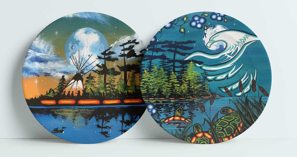Indigenous Art Plate set of 2 / Teachings & Tranquility