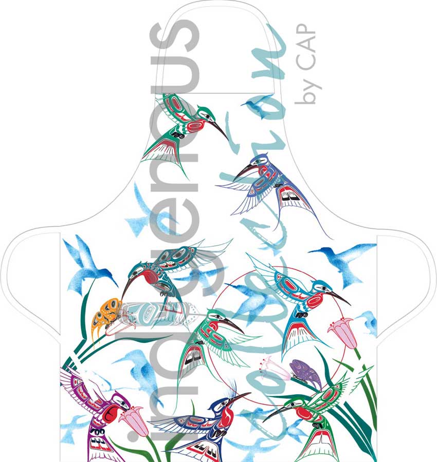 Indigenous Art Apron - Garden of Hummingbirds