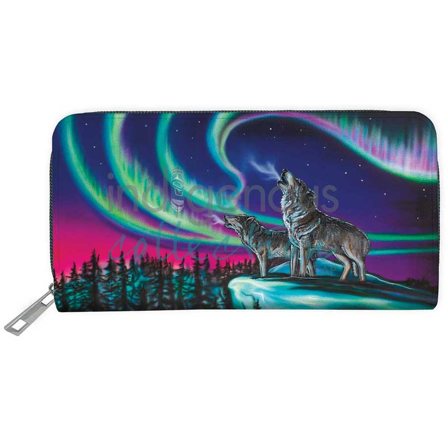 Indigenous Art Wallet Sky Dance Wolf Song
