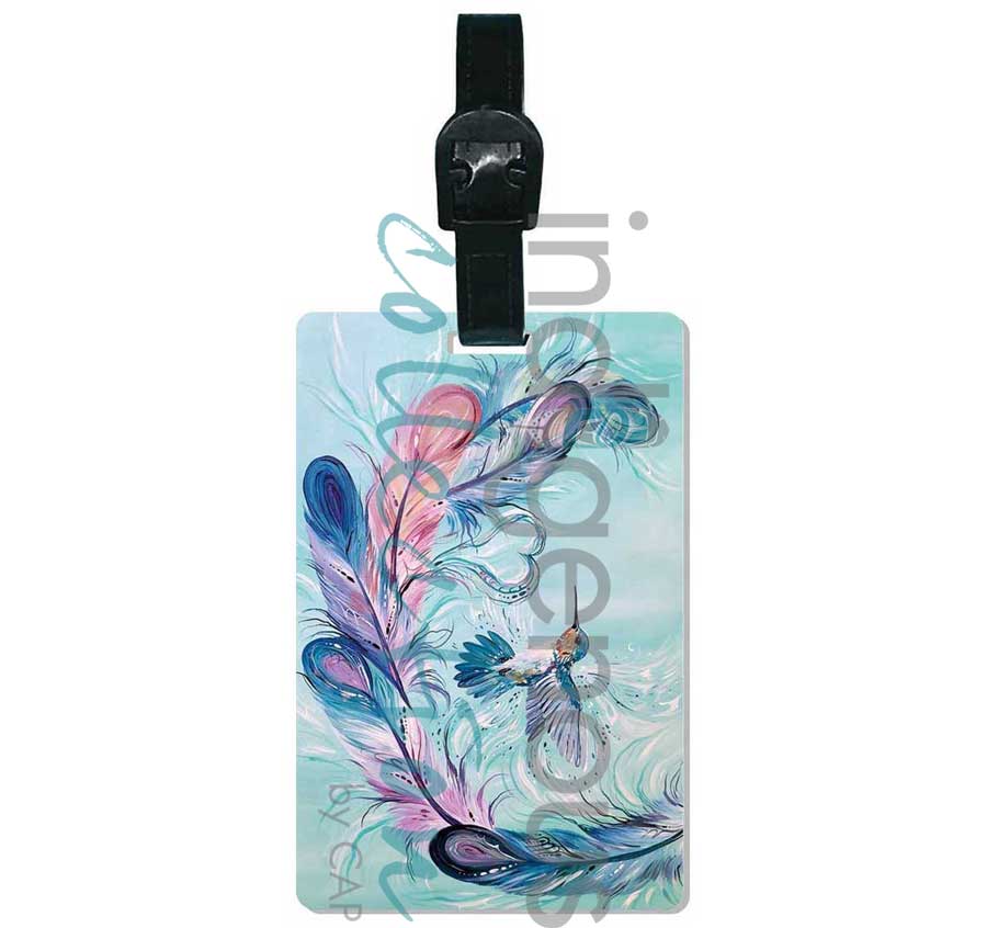 Indigenous Luggage Tag Hummingbird Feathers