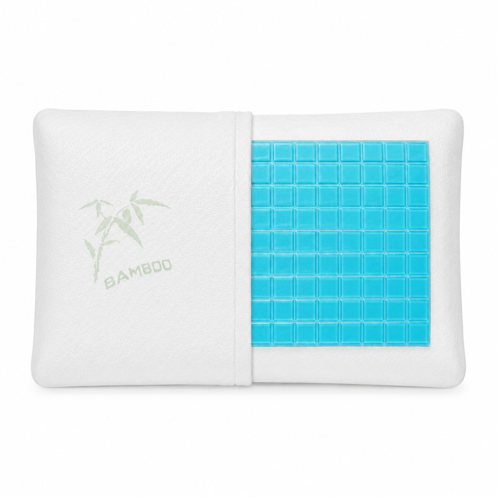 Pillow with bamboo cover and gel pad