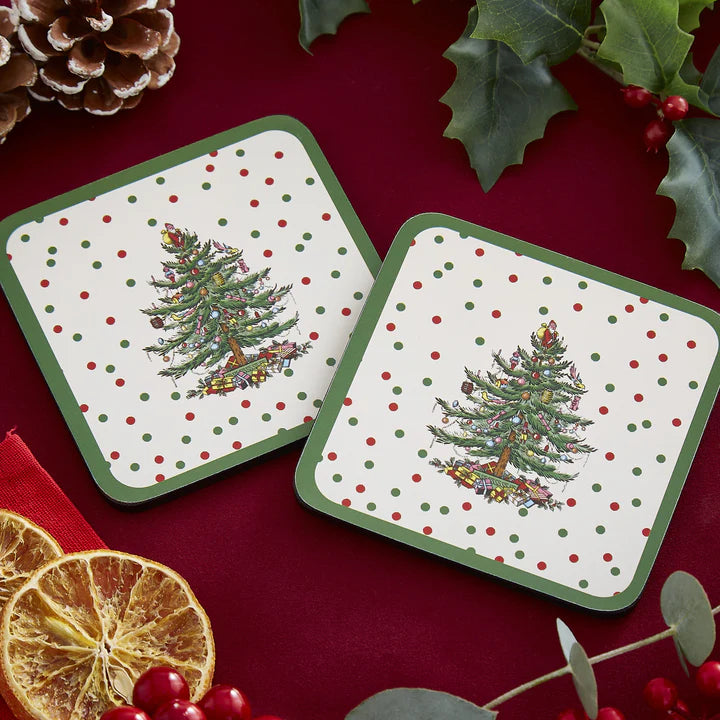 Pimpernel Christmas Tree Polka Dot Coasters