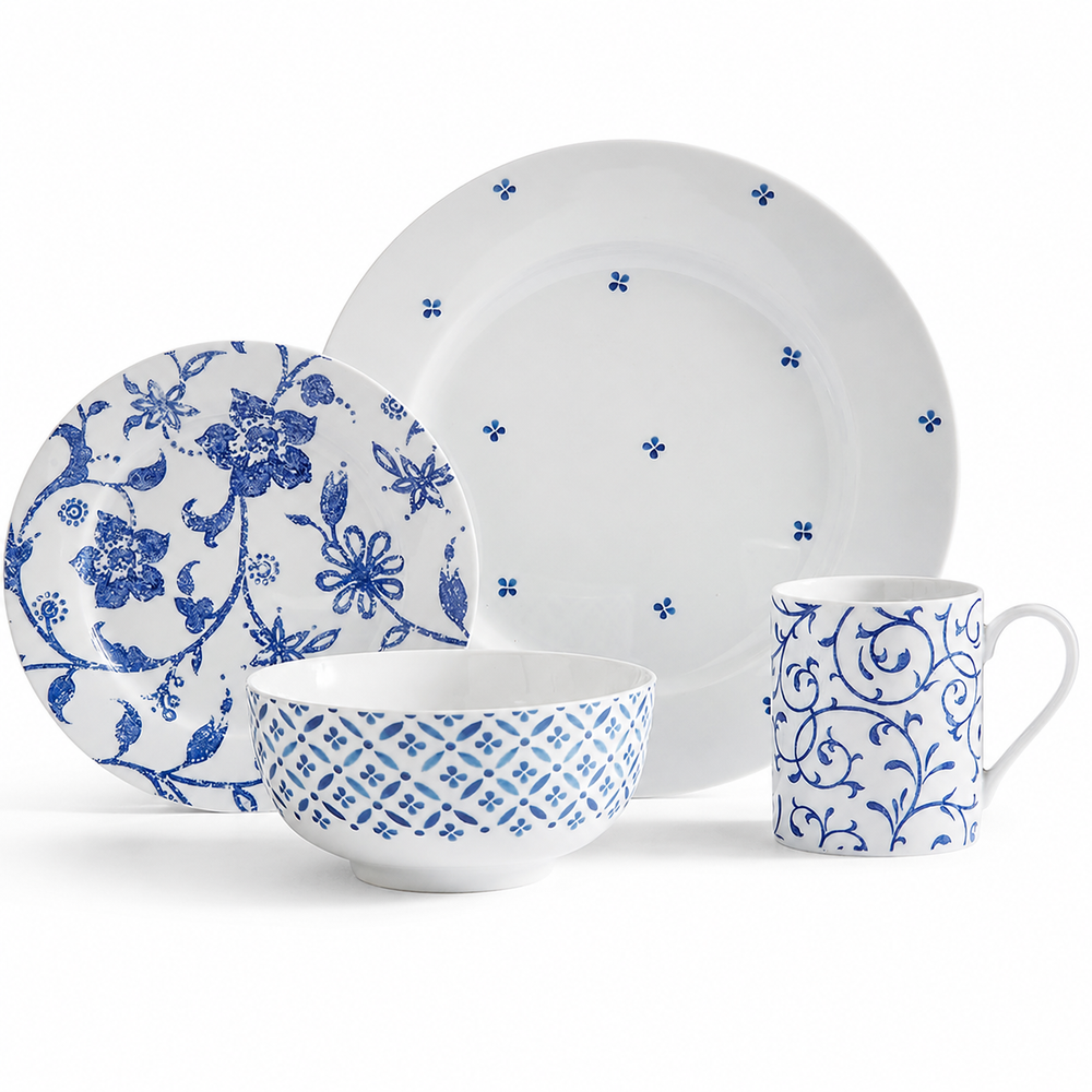 Portmeirion Home Blue Indigo 16pc Dinner Set