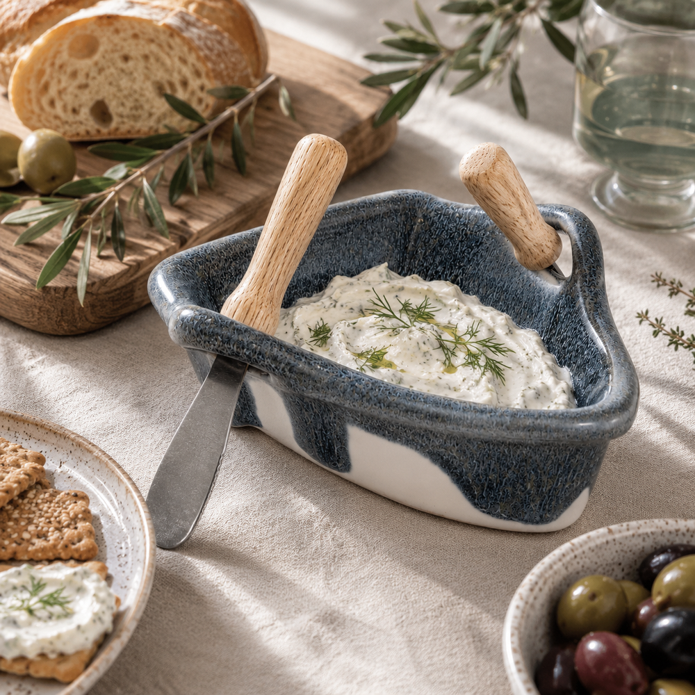 Pottery Boat Dip Pot - Glacier