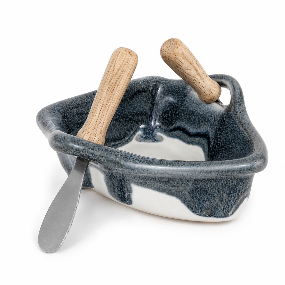 Pottery Boat Dip Pot - Glacier
