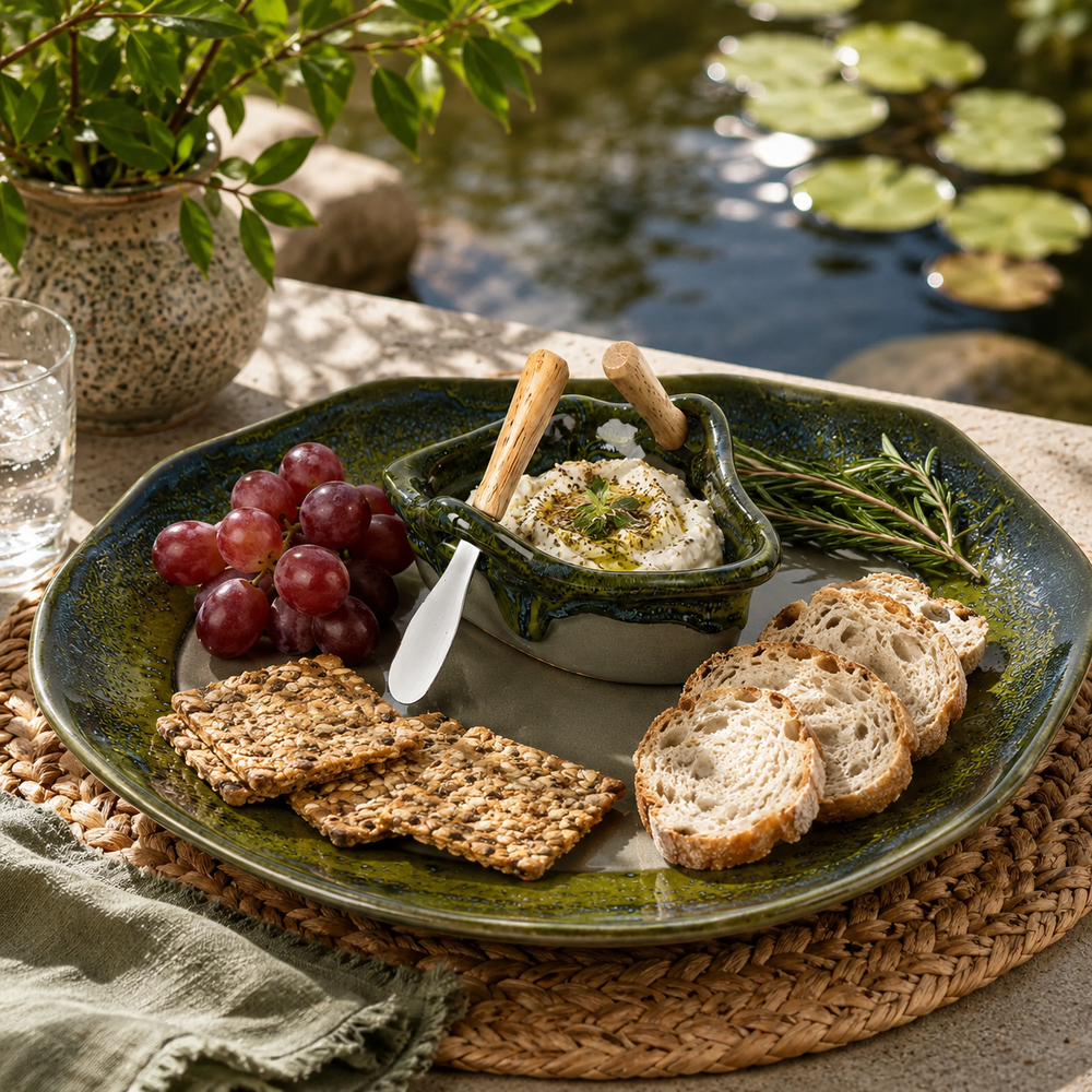 Pottery Boat on a Pond Dip Set - Forest Floor