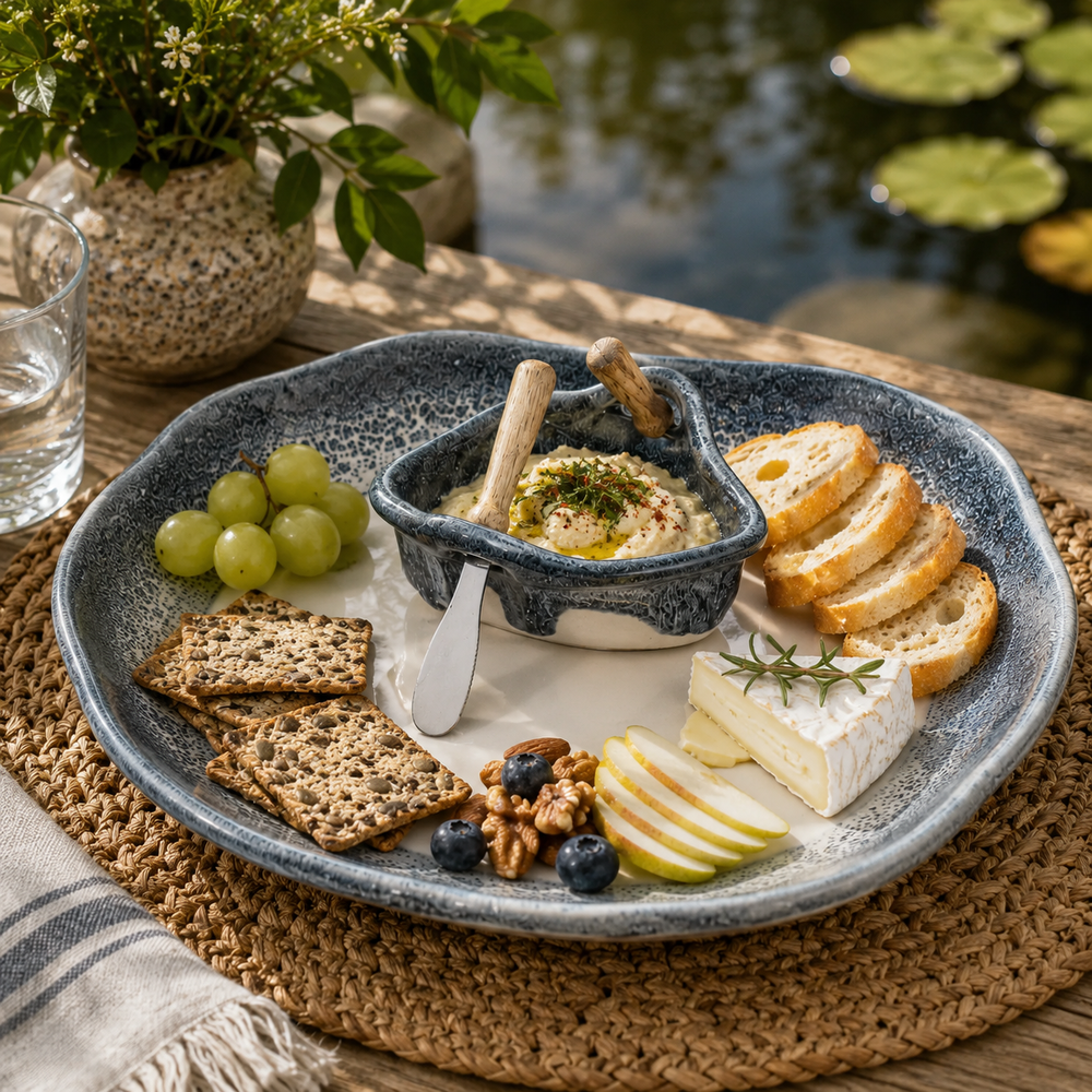 Pottery Boat on a Pond Dip Set - Glacier