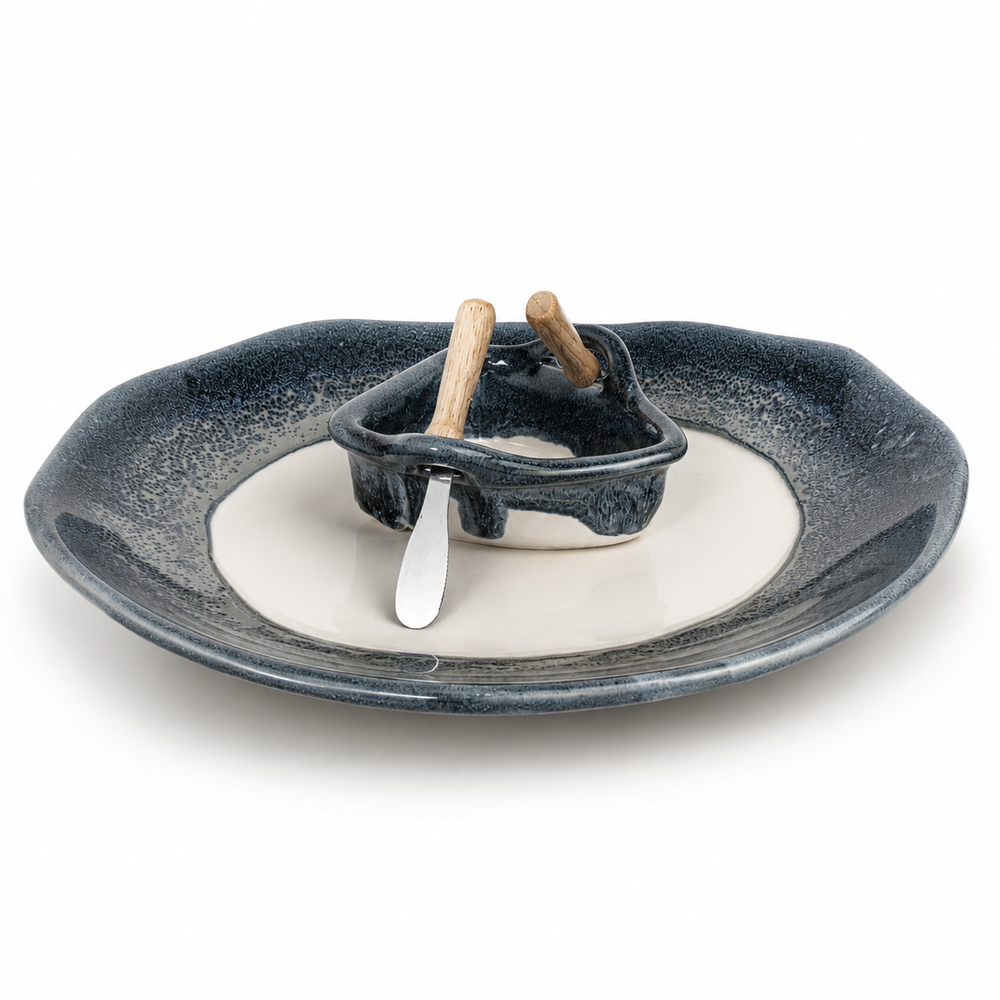 Pottery Boat on a Pond Dip Set - Glacier
