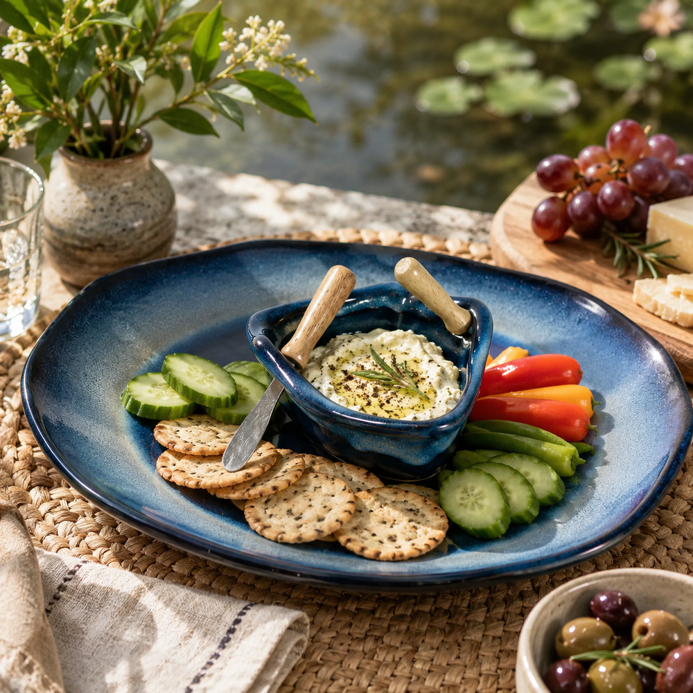 Pottery Boat on a Pond Dip Set - Northern Lights