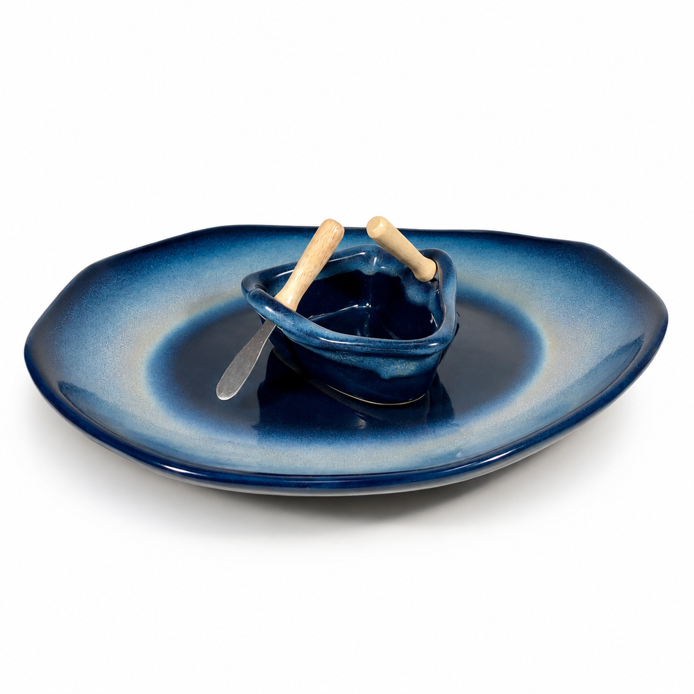 Pottery Boat on a Pond Dip Set - Northern Lights