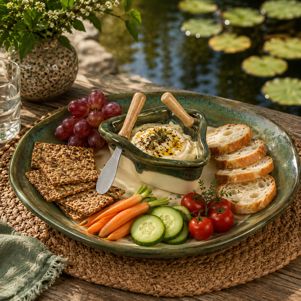 Pottery Boat on a Pond Dip Set - Seaside