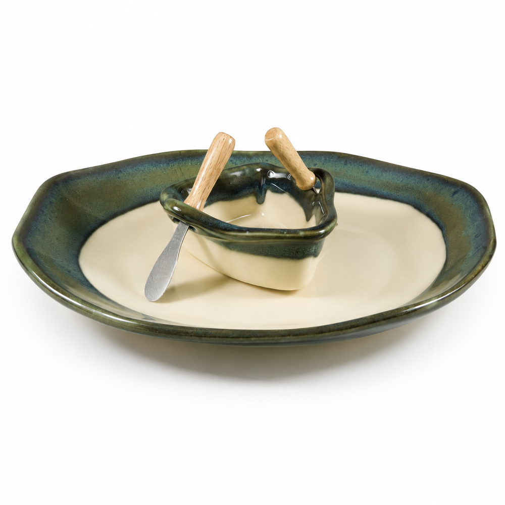 Pottery Boat on a Pond Dip Set - Seaside