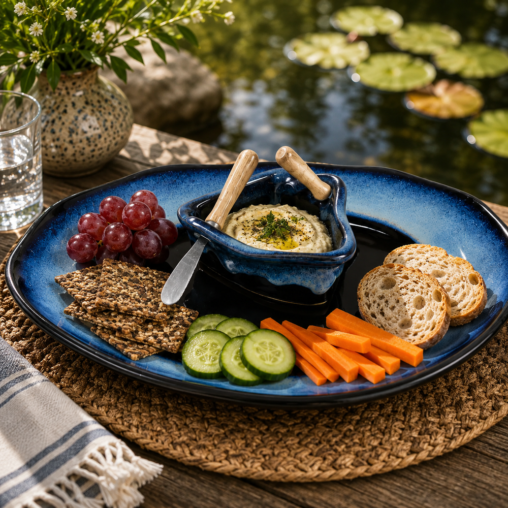Pottery Boat on a Pond Dip Set - Twilight