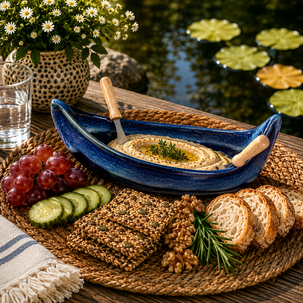 Pottery Canoe Dip Pot - Northern Lights