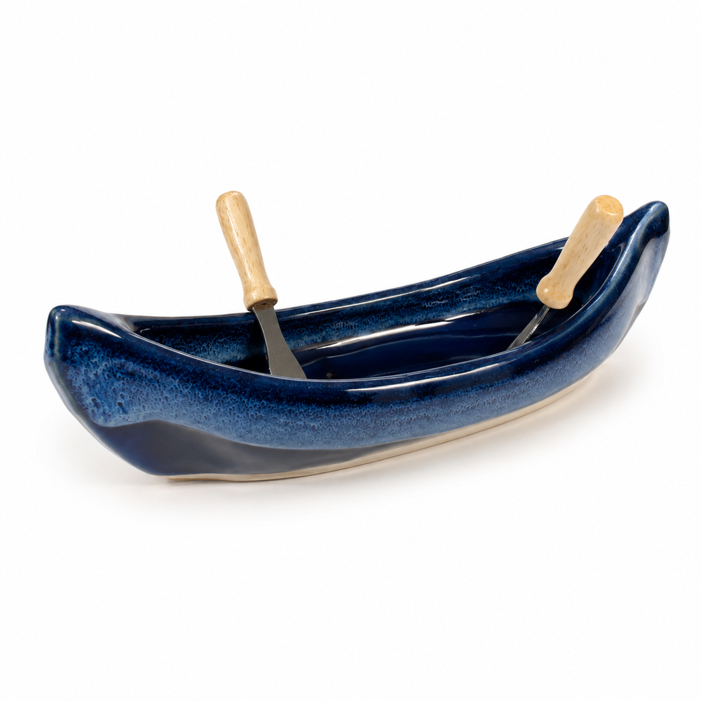 Pottery Canoe Dip Pot - Northern Lights