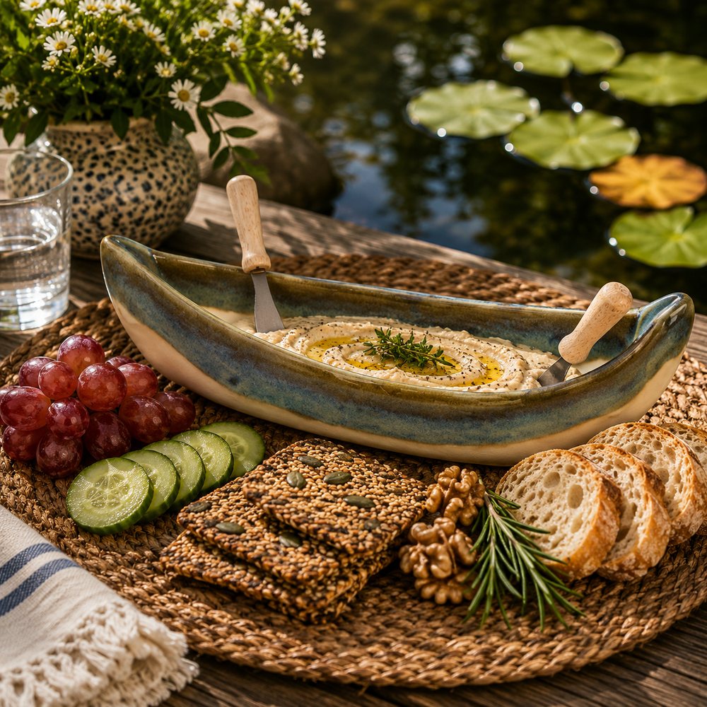 Pottery Canoe Dip Pot - Seaside