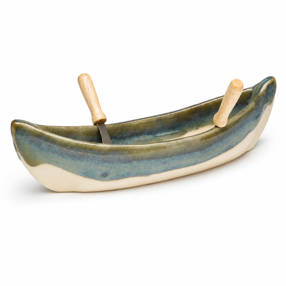 Pottery Canoe Dip Pot - Seaside