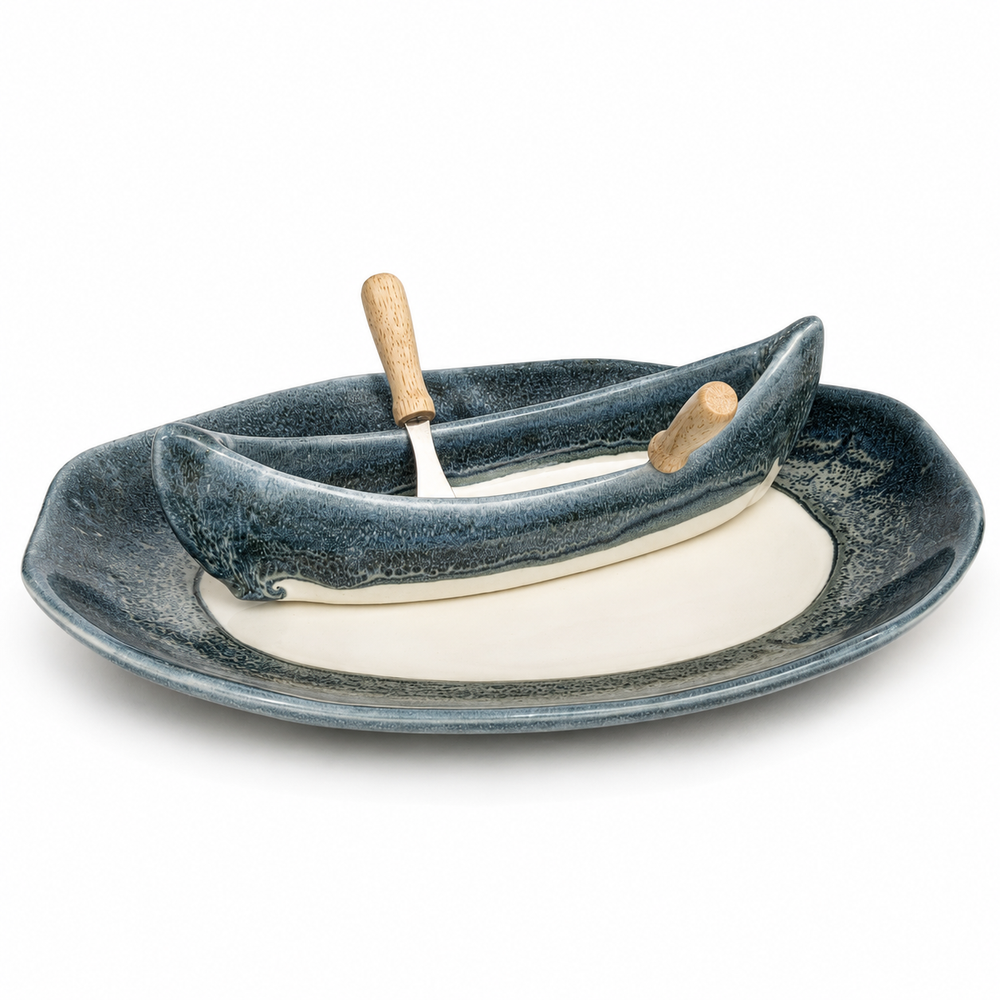Pottery Canoe on a Lake Dip Set - Glacier