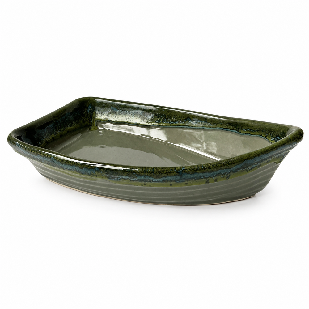 Pottery Charcuterie/Baker Boat - Forest Floor