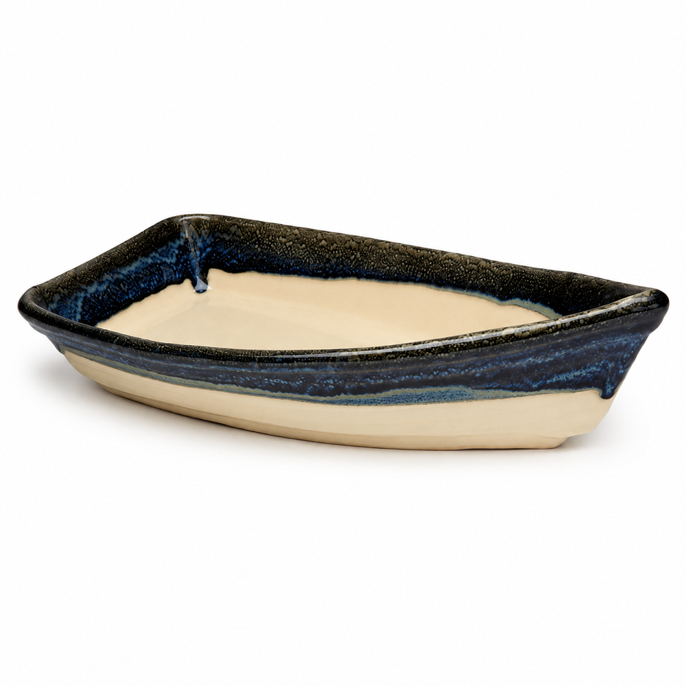 Pottery Charcuterie/Baker Boat - Granite