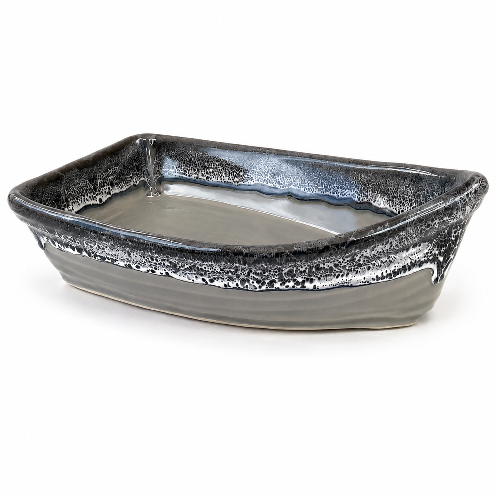 Pottery Charcuterie/Baker Boat - River Rock