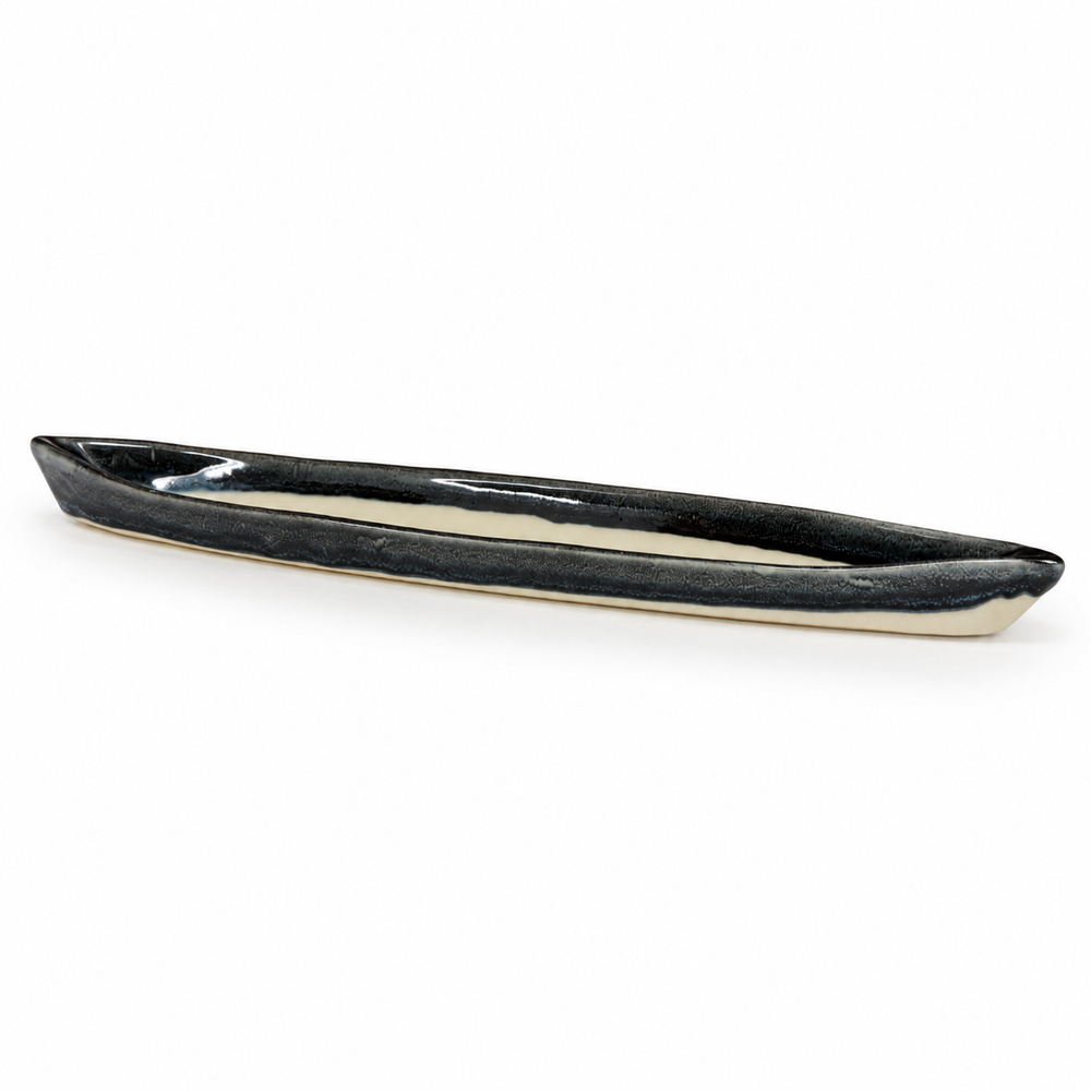 Pottery Kayak Appetizer Server - Granite