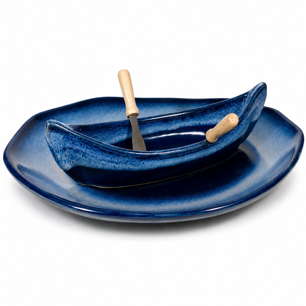 Pottery Canoe on a Lake Dip Set - Northern Lights