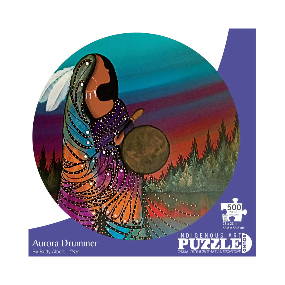 500 Piece Indigenous Art Puzzle - Aurora Drummer