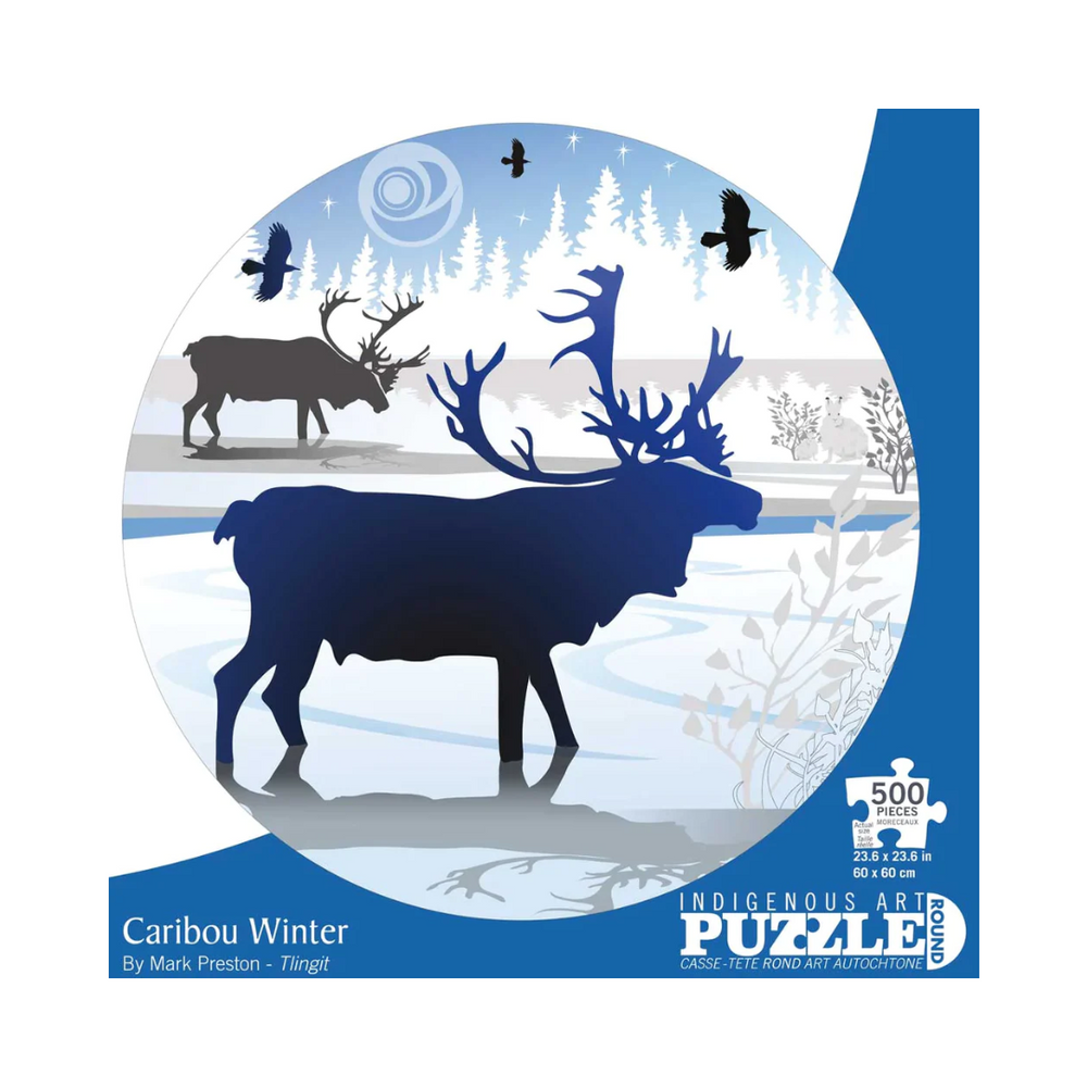 500 Piece Indigenous Art Puzzle - Caribou Winter
