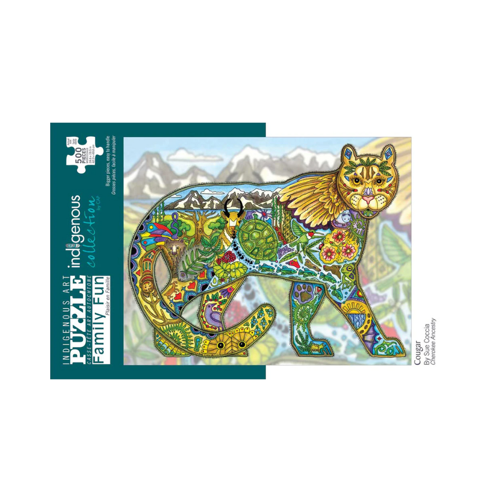 500 Piece Indigenous Art Puzzle - Cougar
