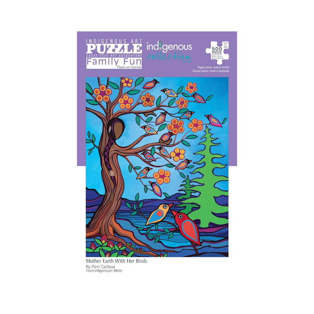 500 Piece Indigenous Art Puzzles - Mother Earth With Her Birds