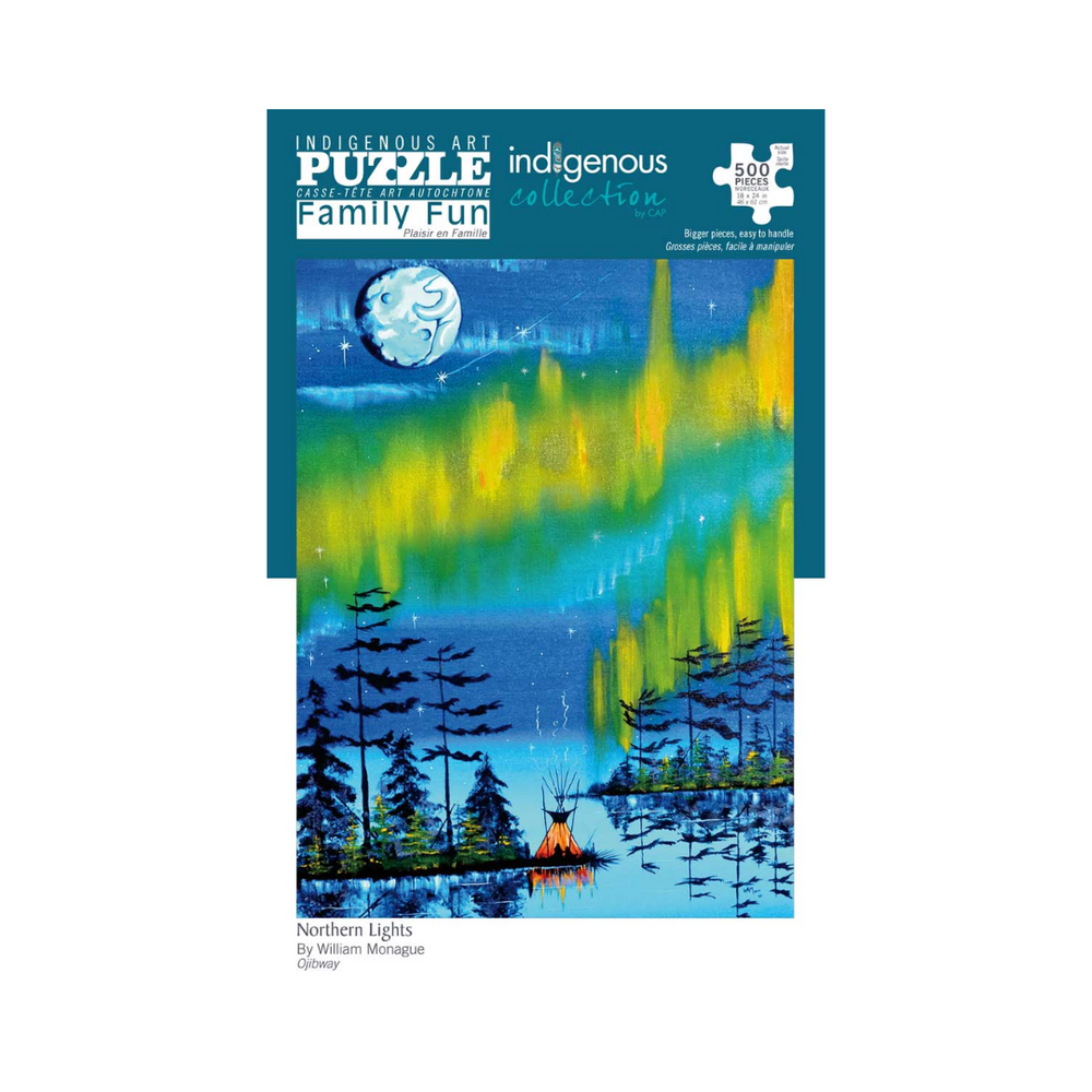 500 Piece Indigenous Art Puzzle- Northern Lights