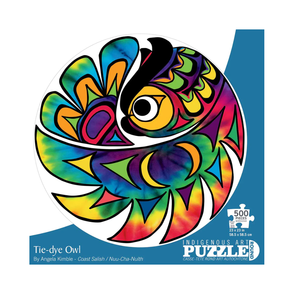 500 Piece Indigenous Art Puzzle - Tie-Dye Owl