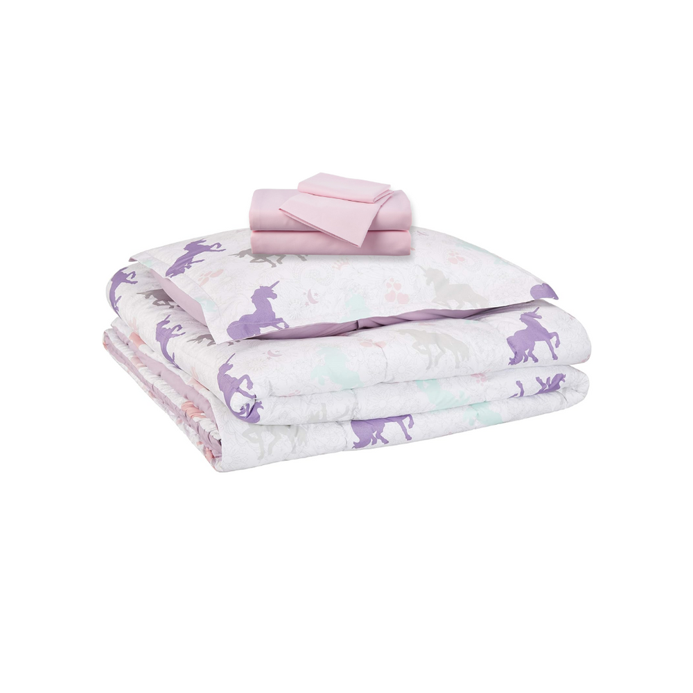 Total Purple Unicorn Twin Bed in a Bag