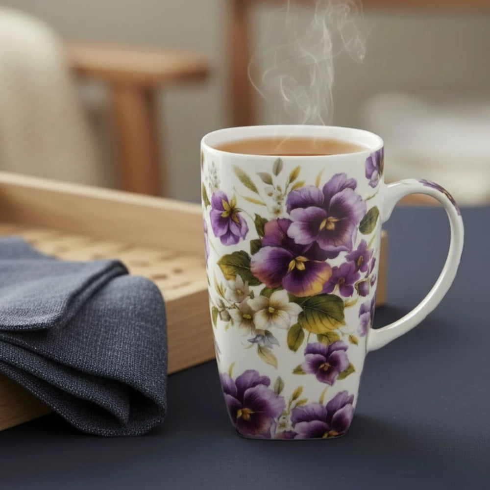 Pretty Chintzy Purple Pansies Grande Mug
