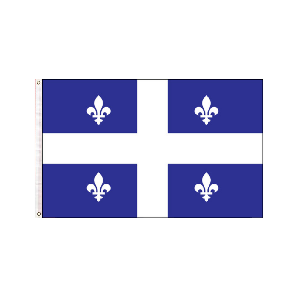 A 3x5 ft flag featuring a blue field with a white cross and the fleur-de-lis symbol.