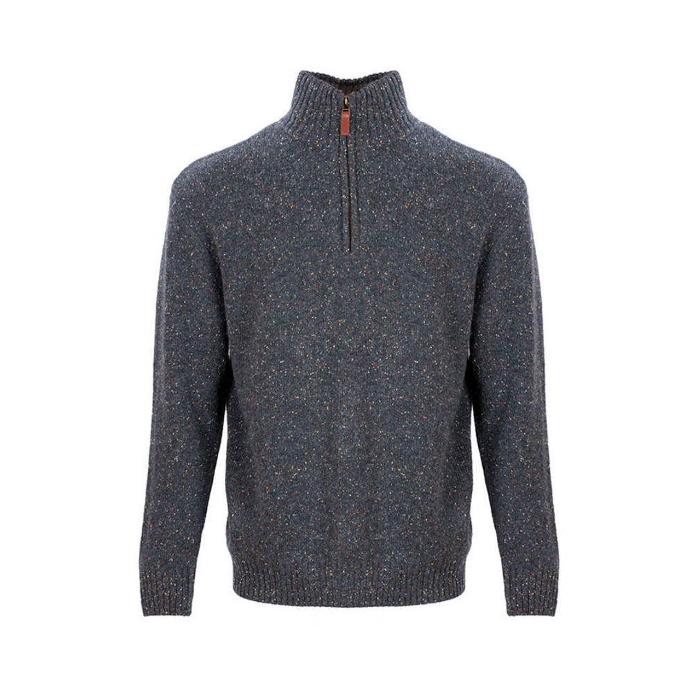 Aran Wool Mens Belleek Troyer Sweater - Graphite