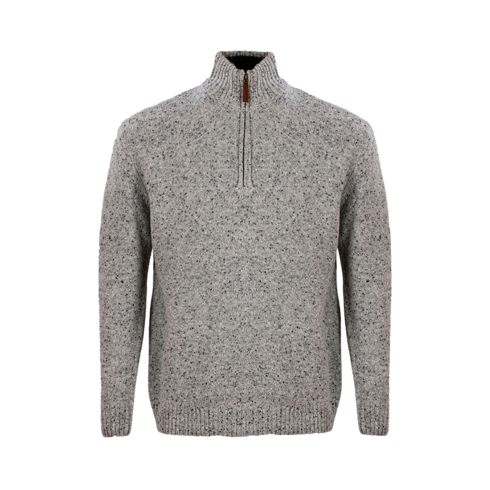 Aran Wool Mens Belleek Troyer Sweater - Grey