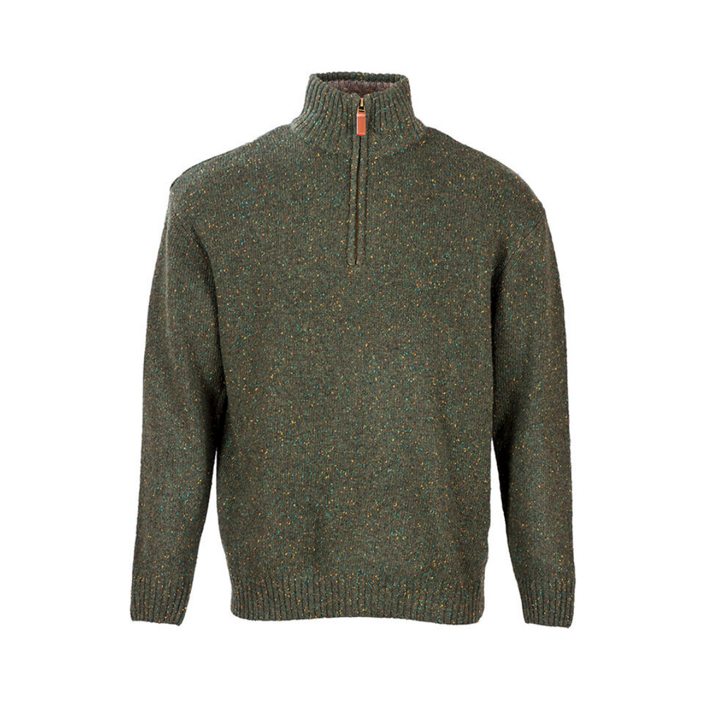 Aran Wool Mens Belleek Troyer Sweater - Green