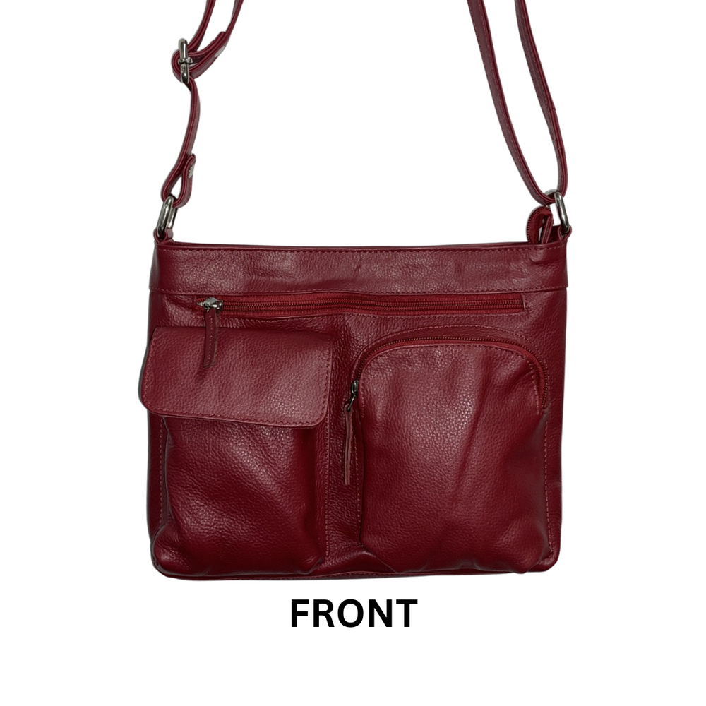 100%  Leather Red Crossbody (S-1684)